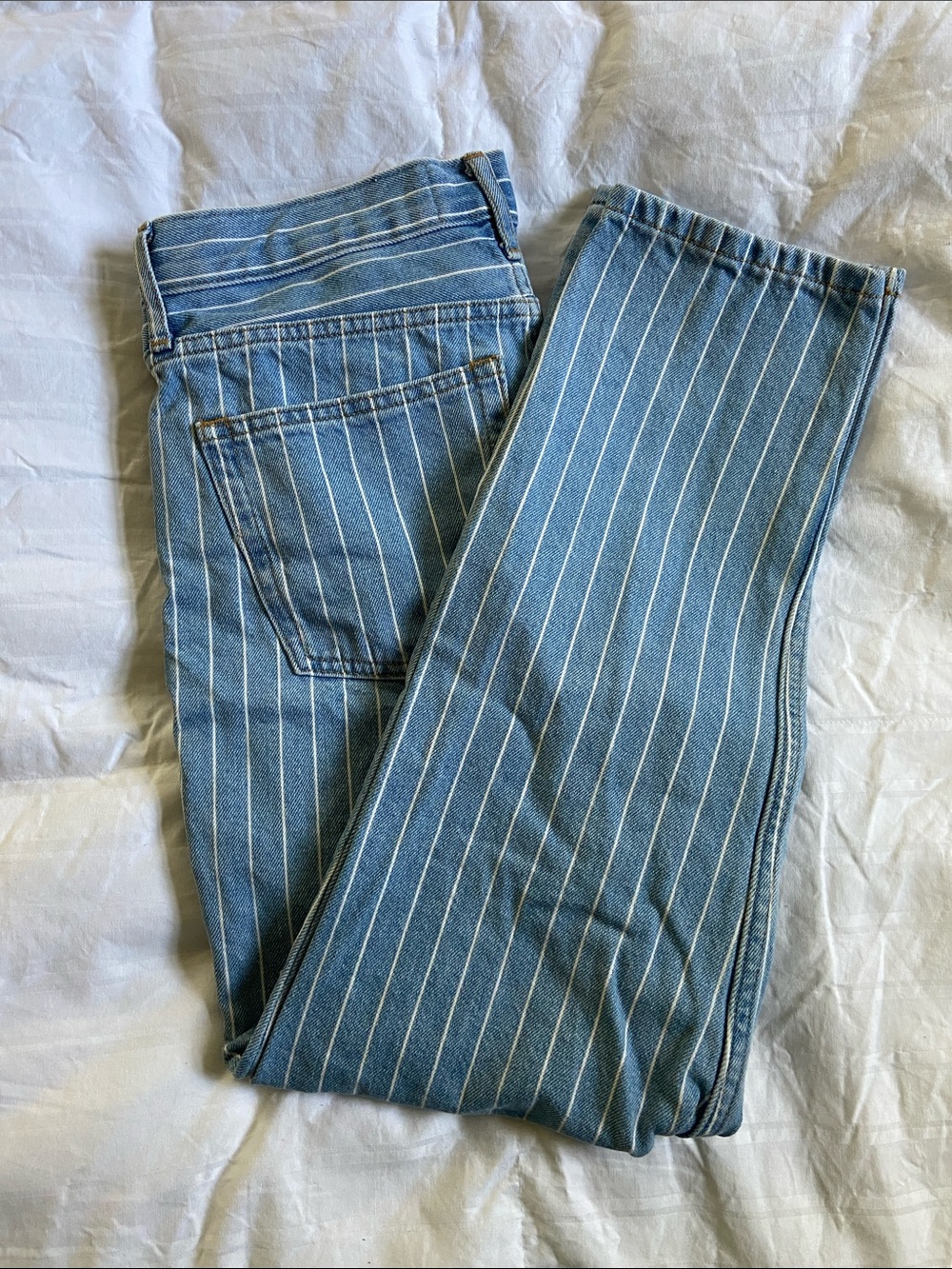 Everlane Blue Pinstripe Denim Jeans